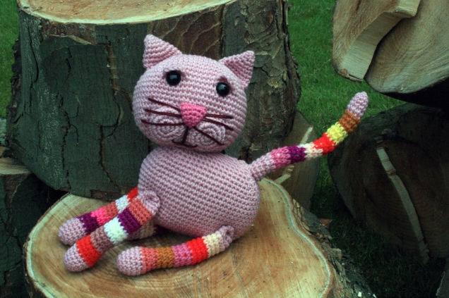 Crochet Cat with Stripy Legs